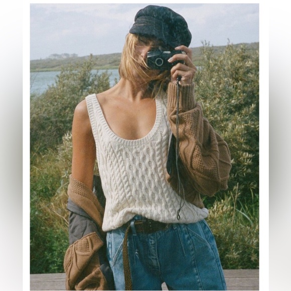 FREE PEOPLE High Tide Cable Knit Tank / Tea NWT - Picture 6 of 8